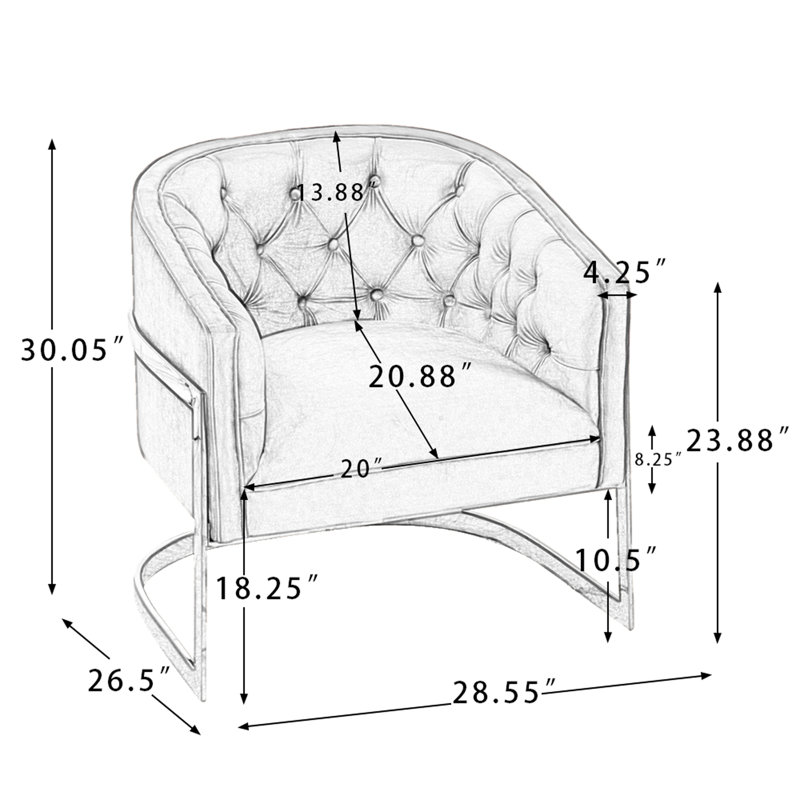 Mercer41 Lizania Velvet Barrel Chair & Reviews Wayfair